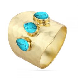 Anillo Bronce Dorado Mujer ANB0001DOTU12 Piedra Mineral Turquesa