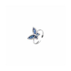 Anillo Bronce Plateado R23008SP Mariposa Circonitas Azules