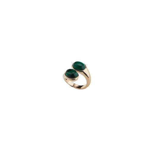 Sovrani J8876M17 Gold Bronze Ring with 2 Dark Green Stones