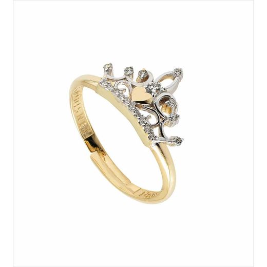Anell Disney Or Bicolor Plata 18kts 18K0006A Corona Diamants