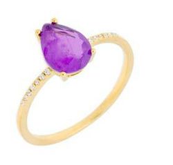 Anillo Liska Plata Dorada MED391AN-LD Circonita Gota Morada