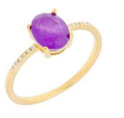 Anillo Liska Plata Dorada MED392AN-LD Circonita Ovalada Morada