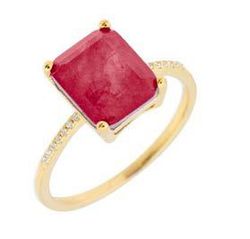 Anillo Liska Plata Dorada MED393AN-RD Circonita Cuadrada Roja