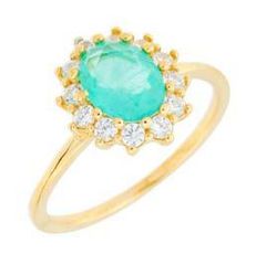 Anillo Liska Plata Dorada MED394AN-VD Circonita Ovalada Verde Bicolor Blanca