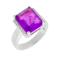 Anillo Liska Plata MED388AN-L Circonita Cuadrada Morada