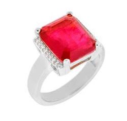 Anillo Liska Plata MED388AN-R Circonita Cuadrada Roja