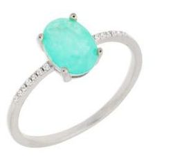Anillo Liska Plata MED392AN-V Circonita Ovalada Verde Turquesa