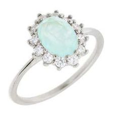 Anillo Liska Plata MED394AN-A Circonita Ovalada Azul Bicolor Blanca