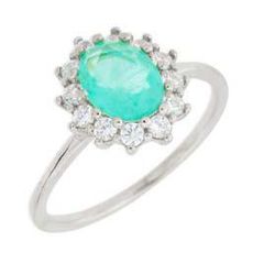 Anillo Liska Plata MED394AN-V Circonita Ovalada Verde Bicolor Blanca