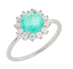 Anillo Liska Plata MED395AN-V Circonita Redonda Verde Bicolor Blanca