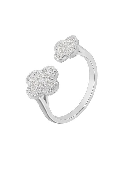 Marea Silver Ring D02806/AV Flower Zirconia Open