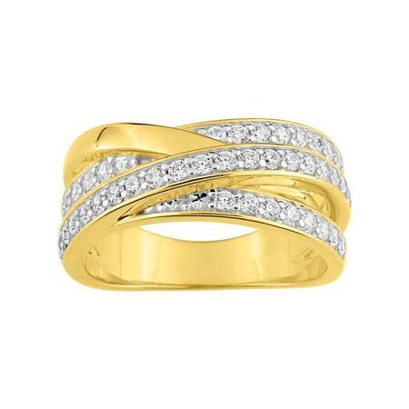 Anillo Metal Chapado En Oro Argyor MRM Mujer (CH)137881.1 Bandas entrelazadas C. Circonitas