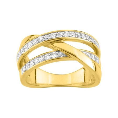 Anillo Metal Chapado En Oro Argyor MRM Mujer (CH)137882.1 Bandas Cruzadas C. Circonitas