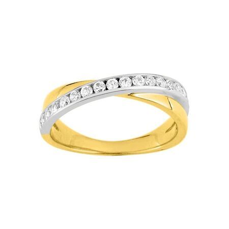 Anillo Metal Chapado En Oro Argyor MRM Mujer (CH)BSRD03Z Bandas Cruzadas C. Circonitas
