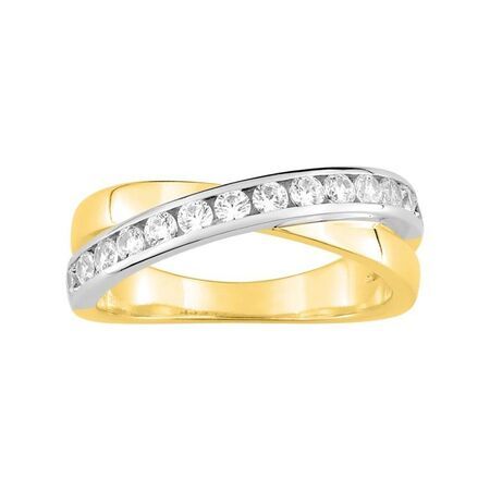 Anillo Metal Chapado En Oro Argyor MRM Mujer (CH)BSRD04Z Bandas Cruzadas C. Circonitas