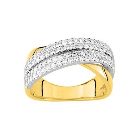 Anillo Metal Chapado En Oro Argyor MRM Mujer (CH)BSRF23Z Bandas Cruzadas C. Circonitas