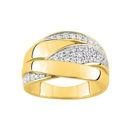 Anillo Metal Chapado En Oro Argyor MRM Mujer (CH)BSRI56Z Bandas Cruzadas C. Circonitas