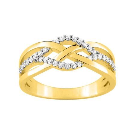 Anillo Metal Chapado En Oro Argyor MRM Mujer (CH)BSRL45Z Bandas Entrelazadas C. Circonitas