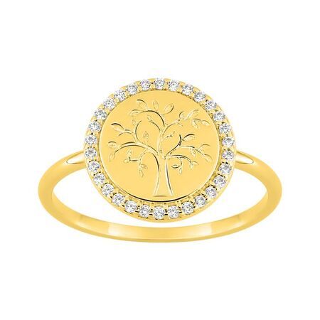 Anillo Metal Chapado Oro Argyor MRM (CH)137167.1 Árbol De La Vida C. Circonitas