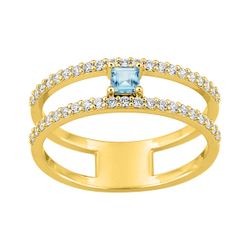 Anillo Metal Chapado Oro Argyor MRM (CH)137191.6 Doble Aro Circonitas Azul Bicolor Blancas