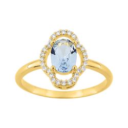 Anillo Metal Chapado Oro Argyor MRM (CH)137379.6 Circonitas Azul Cielo Bicolor Blancas