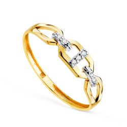 Anillo Oro 18Kts 4mm 19688 Eslabones Ancla Circonitas