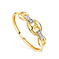 Anillo Oro 18Kts 5,4mm 19689 Eslabones Nudo De Barco Circonitas