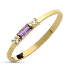 Anillo Oro 18Kts 19695-OAAT Amatista Natural 4x2 mm Circonitas