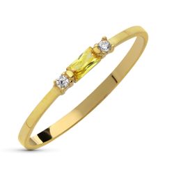 Anillo Oro 18Kts 19695-OACT Citrino Natural 4x2 mm Circonitas