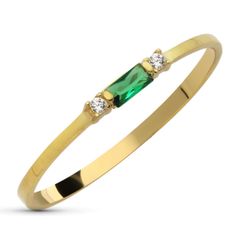 Anillo Oro 18Kts 19695-OAVE Circonita Verde 4x2 mm Circonitas
