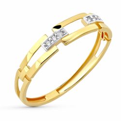 Anillo Oro 18Kts 4mm 19703 Eslabones Circonitas