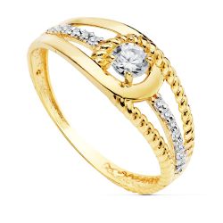 Anillo Oro 18Kts 3mm 19487 Hilo Rizado Circonita De 3mm