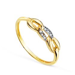 Anillo Oro 18Kts 4mm 19684 Tres Eslabones Circonitas
