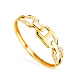 Anillo Oro 18Kts 4mm 19685 Eslabones Ancla En Brillo