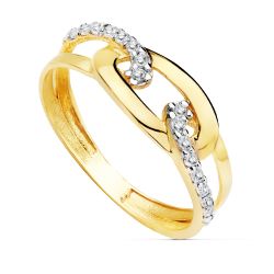 Anillo Oro 18Kts 6mm 19489 Cadena Circonitas