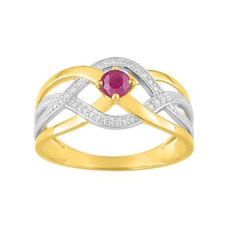 Anillo Oro Bicolor Blanco 18kts Argyor MRM (18)08PA575BR Piedra Rubí C. Circonitas
