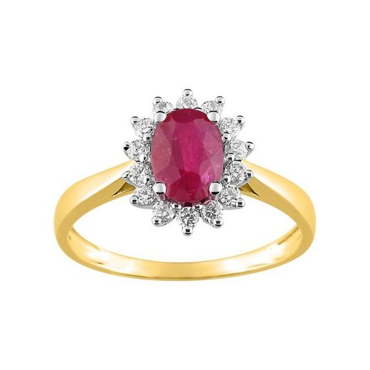 Anillo Oro Bicolor Blanco 18kts Argyor MRM (18)08PE46BRZ Piedra Rubí C. Circonitas