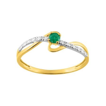 Anillo Oro Bicolor Blanco 18kts Argyor MRM (18)08PE57BE Piedra Esmeralda C. Circonitas