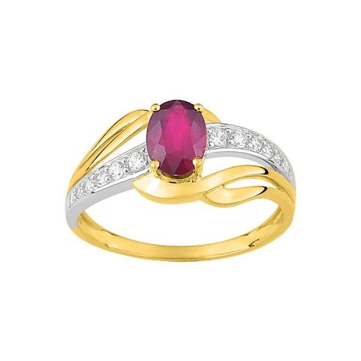 Anillo Oro Bicolor Blanco 18kts Argyor MRM (18)08PE60BRZ Piedra Rubí C. Circonitas