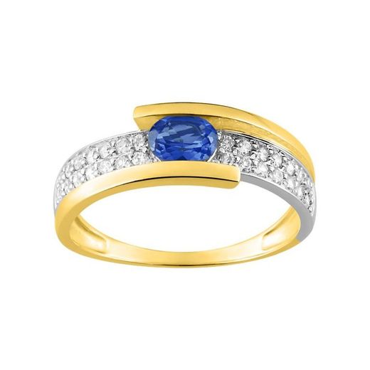 Anillo Oro Bicolor Blanco 18kts Argyor MRM (18)08PF93BSZ Piedra Zafiro C. Circonitas