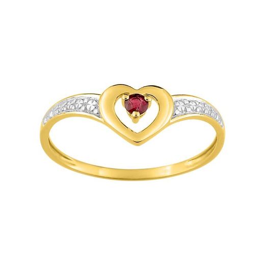 Anillo Oro Bicolor Blanco 18kts Argyor MRM (18)08PG16BR Corazón Piedra Rubí
