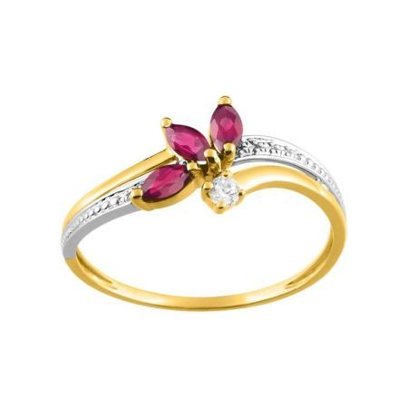 Anillo Oro Bicolor Blanco 18kts Argyor MRM (18)08PG28BRZ Piedras Rubí C. Circonitas