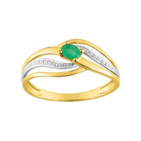 Anillo Oro Bicolor Blanco 18kts Argyor MRM (18)08PT21BE Piedra Esmeralda C. Circonitas