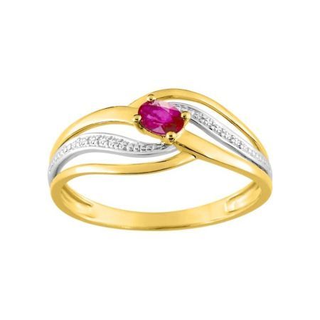 Anillo Oro Bicolor Blanco 18kts Argyor MRM (18)08PT21BR Piedra Rubí C. Circonitas