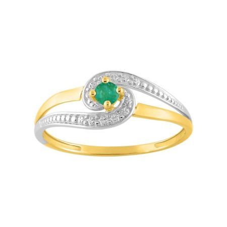 Anillo Oro Bicolor Blanco 18kts Argyor MRM (18)08PT48BE Piedra Esmeralda C. Circonitas