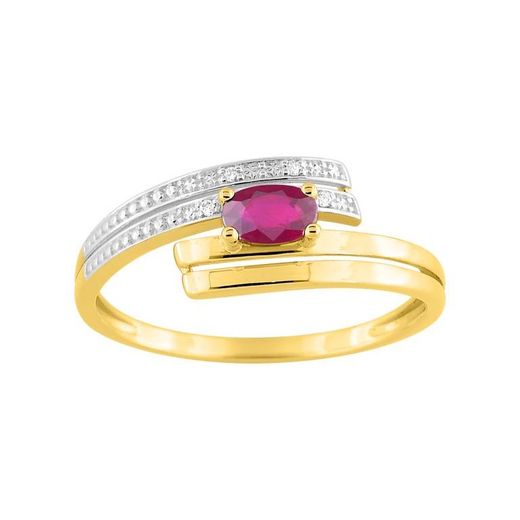 Anillo Oro Bicolor Blanco 18kts Argyor MRM (18)1.4102.R3 Piedra Rubí C. Diamantes HG-P1 0,01ct