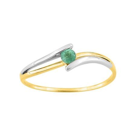 Anillo Oro Bicolor Blanco 18kts Argyor MRM (18)1679E Piedra Esmeralda