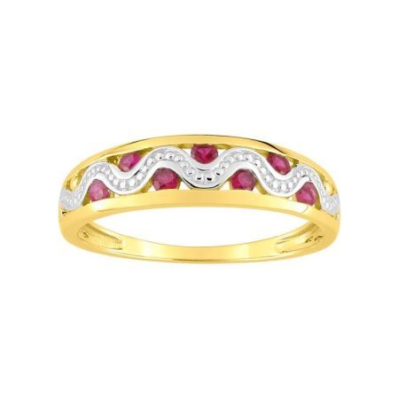 Anillo Oro Bicolor Blanco 18kts Argyor MRM (18)GS046BR Piedras Rubí C. Circonitas