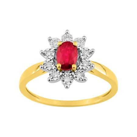 Anillo Oro Bicolor Blanco 18kts Argyor MRM (18)KK003BRB4 Piedra Rubí C. Diamantes HG-P1 0,06ct
