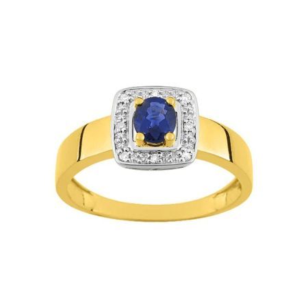 Anillo Oro Bicolor Blanco 18kts Argyor MRM (18)KS003BSB4 Piedra Zafiro C. Diamantes HG-P1 0,02ct